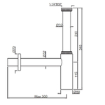 Jaquar, сифон для раковины, Хром ALD-CHR-769L300X190