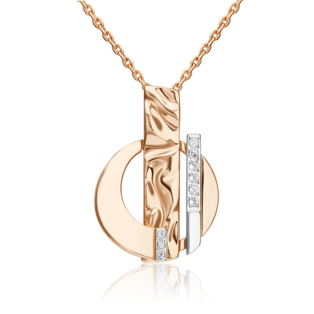 Подвеска «Индивидуальность» из комбинированного золота с натуральными топазами white