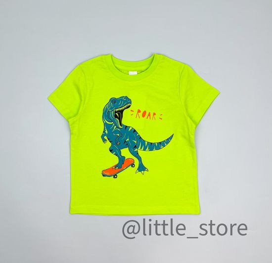 Футболка "Динозавры" хлопковая, Ярко-зеленый