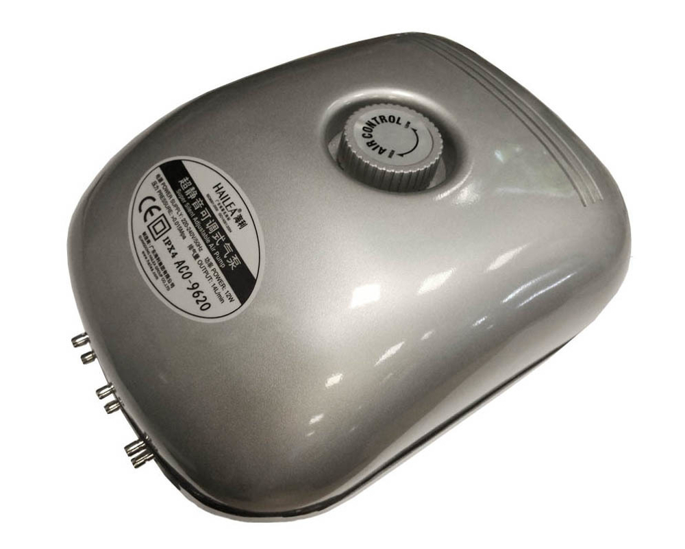 Компрессор HAILEA-АСО-9620, 12W , 300-500л, с регулятором потока 6 каналов.