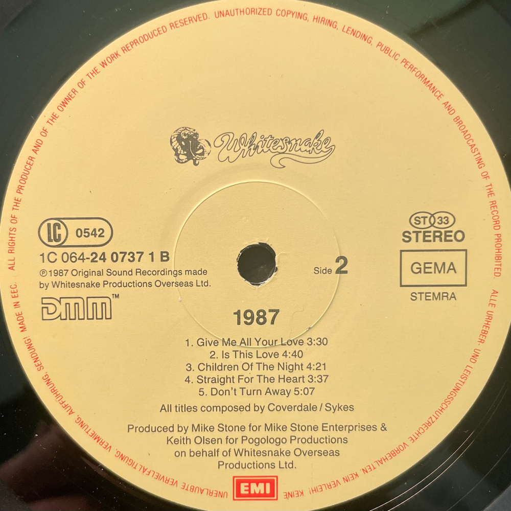 Whitesnake - 1987 (Европа 1987г.)