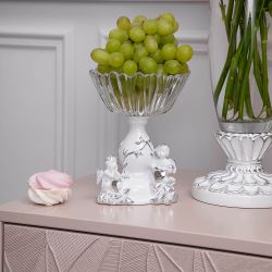 Фруктовница Мерси Белая со стеклянной чашей Аврора