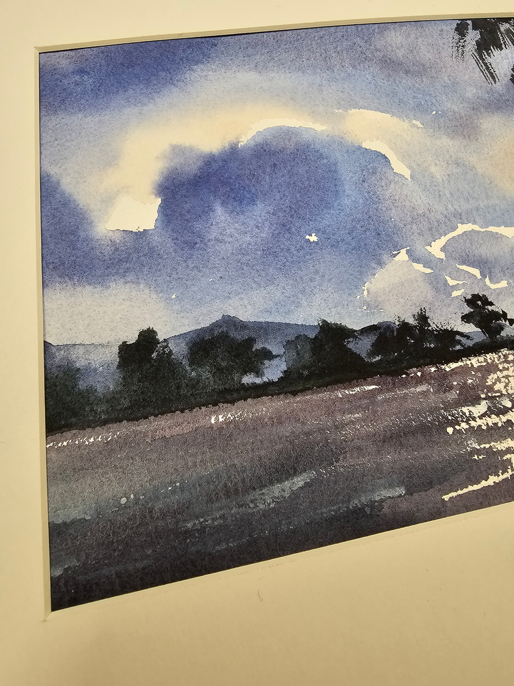 Картина авторская акварельная в паспарту 21*30 см на стену для интерьера "В окружении пальм"