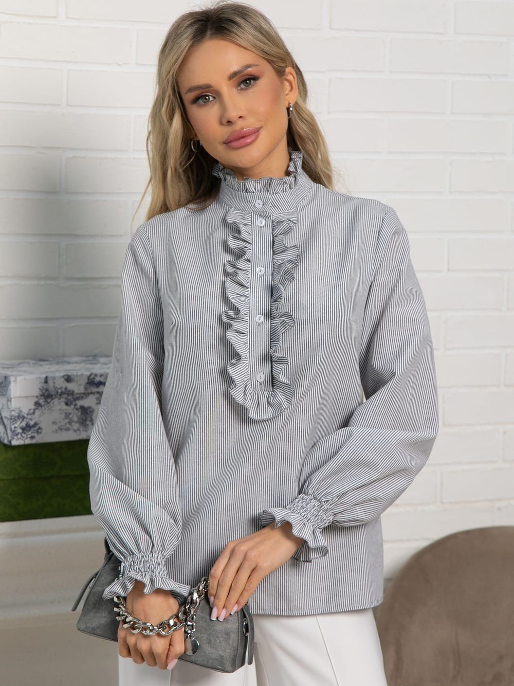 Блуза Санти (бело-серая) Б15622-54М LT Collection