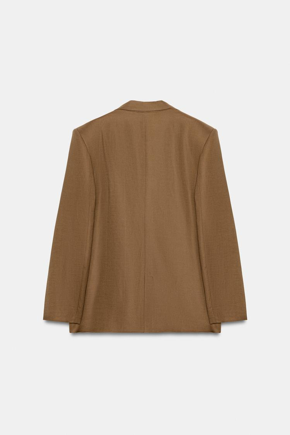 ZARA ДВУБОРТНЫЙ ЛЬНЯНОЙ БЛЕЙЗЕР СО СКАТАННЫМИ РУКАВАМИ, КАРАМЕЛЬНЫЙ