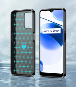 Чехол синего цвета в стиле карбон для смартфона Realme C35, серии Carbon от Caseport
