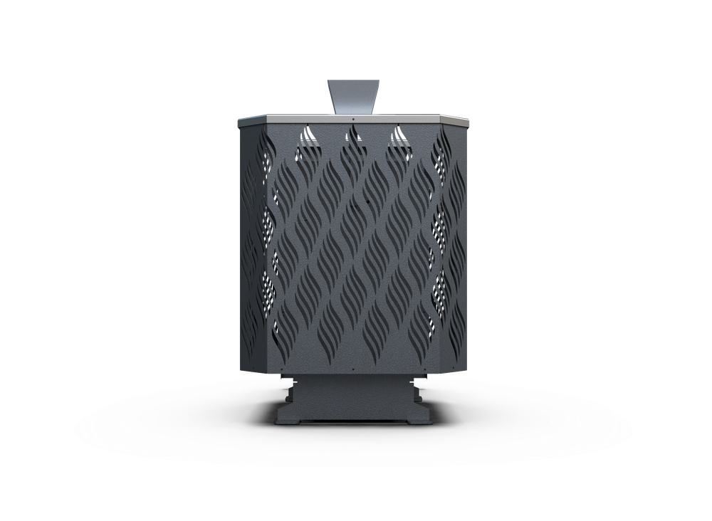 Банная печь Душа- 15 Сетка Лист Ивы Закрытая Каменка стекло 8мм