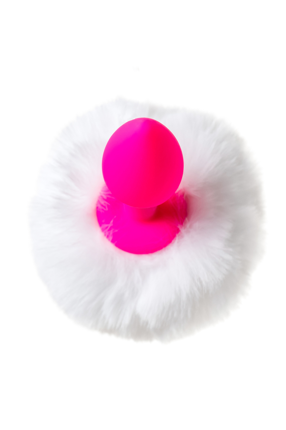 Анальная втулка с хвостом Bunny, силикон, Ø 2,8 см, розово-белый