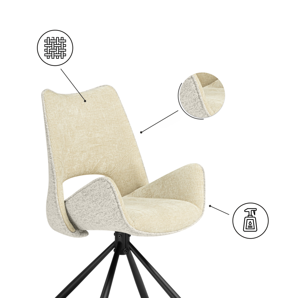 Стул на металлокаркасе Woodville Balaton 360 крутящийся beige, black, ножки черные