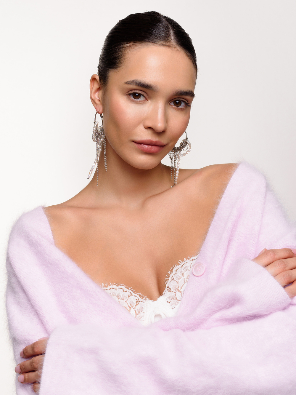 Серьги "Pearl kongo" Silver