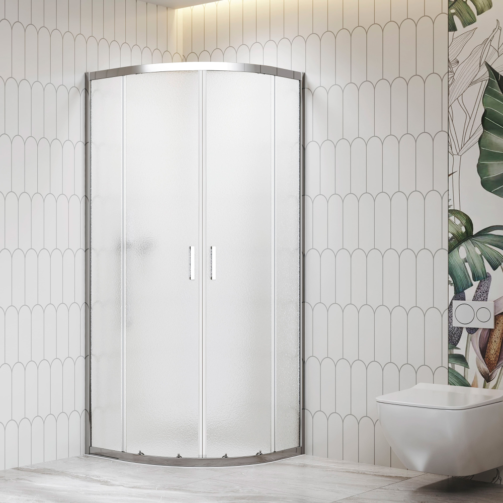 Душевой уголок стекло, полукруглый с раздвижными дверями на роликах - RGW CL-56 (Cora, 800x800)