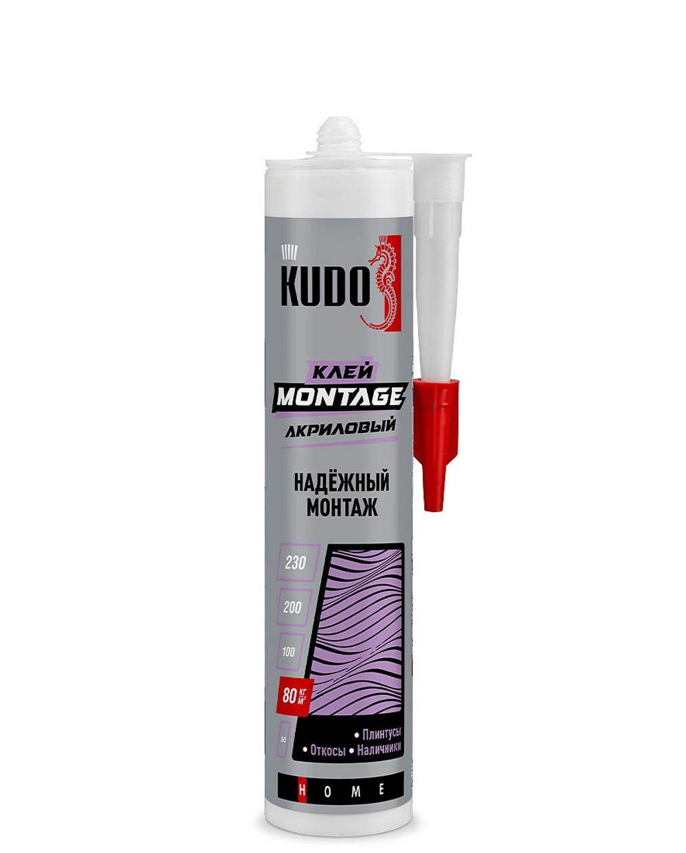 Клей KUDO HOME Мontage для надёжного монтажа, на акриловой основе, белый, 280 мл новинка!