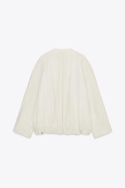 ZARA СТЕГАНАЯ КУРТКА С КАРМАНАМИ — ZW COLLECTION, БЕЖЕВЫЙ/ЗЕЛЕНЫЙ