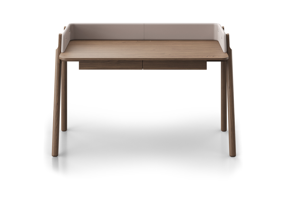 Стол письменный Basic 140*60 см (натуральный дуб, бежевый экокожа)