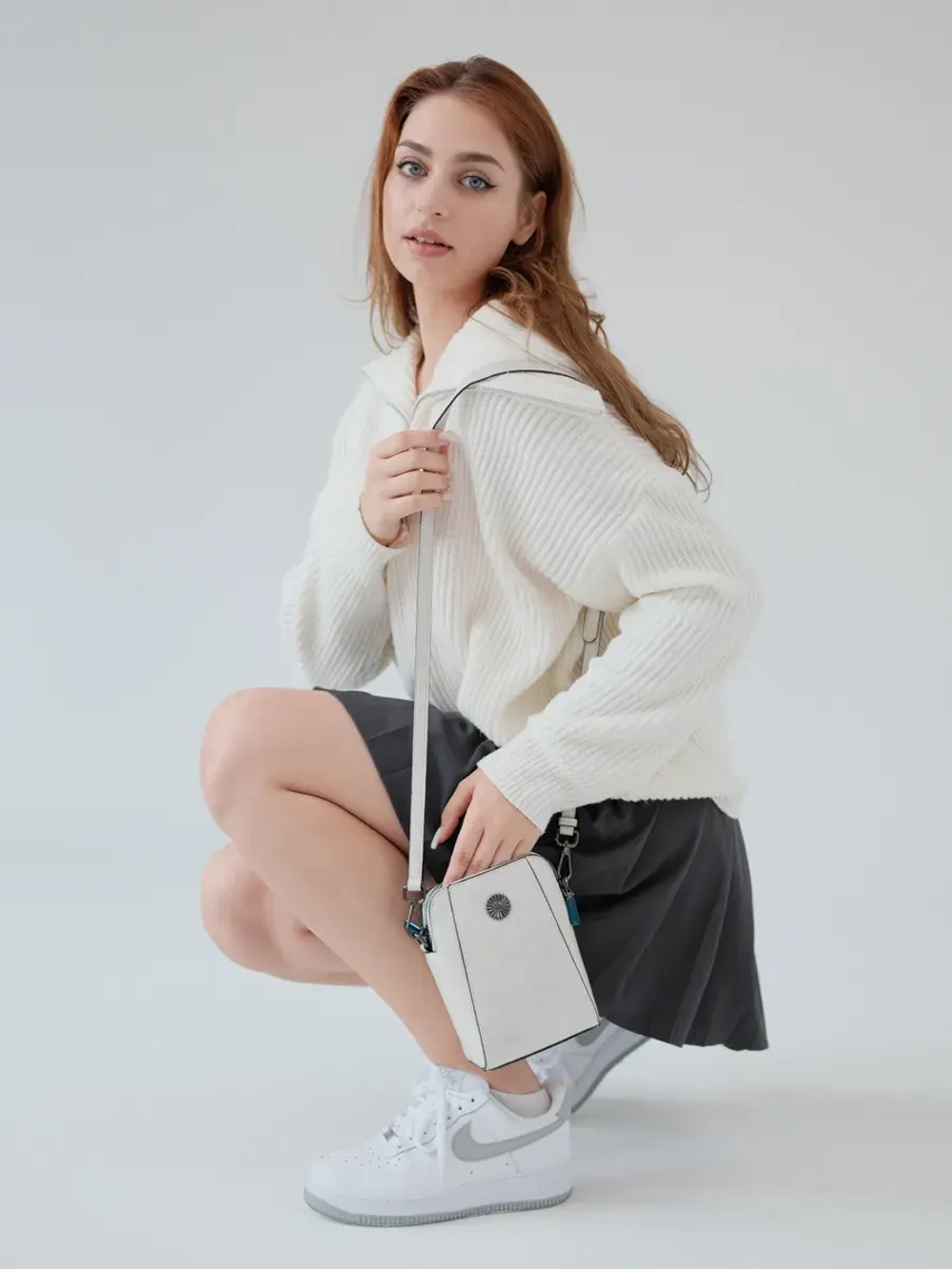 Сумка через плечо маленькая кросс боди для телефона кожаная