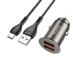 Автомобильное З/У NZ1 Developer 36W dual port QC3.0 car charger set(Type-C) - metal gray