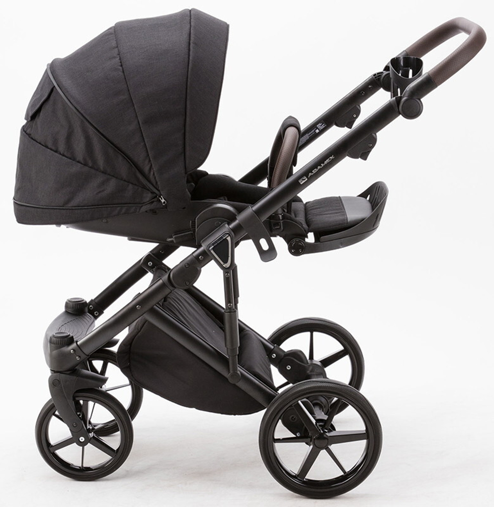 Детская коляска Adamex Marco 2 в 1 GA11 (ЧЕРН. ТК. + ЧЕРН. БЛЕСК.КОЖ.ОТД.)