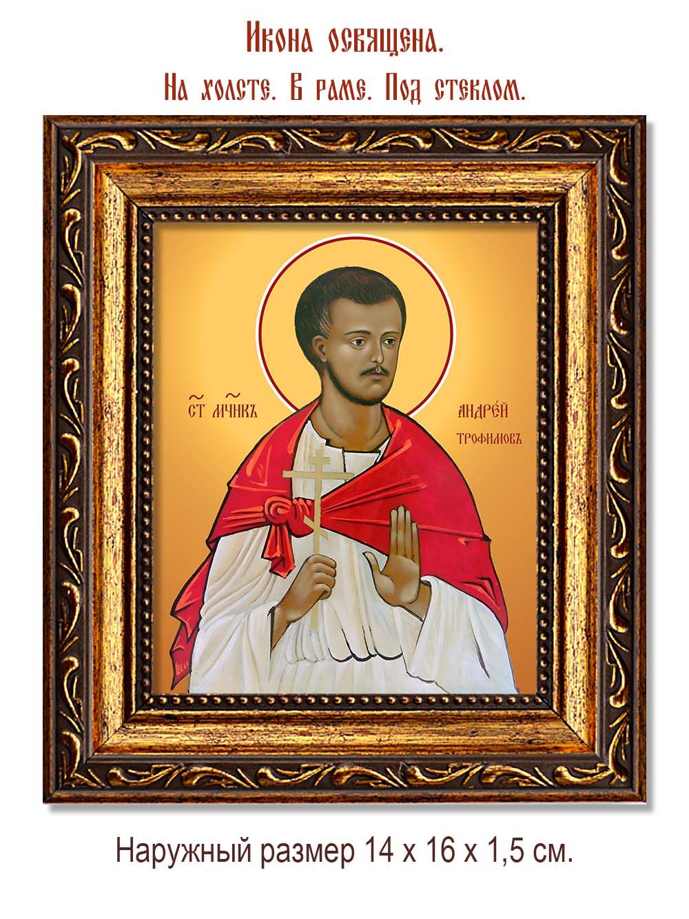 Андрей  Трофимов мученик. Икона на холсте.