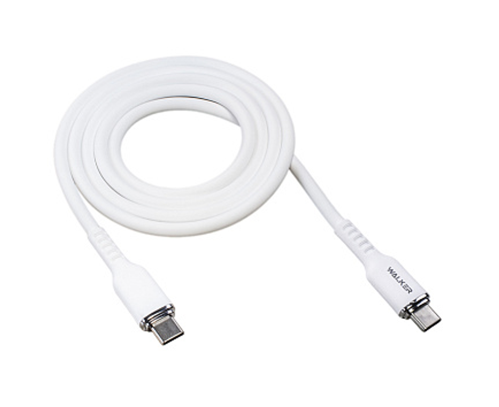 Кабель USB "WALKER" C795, 60W, Type-C-Type-C, поддержка PD, мягкий силикон, белый