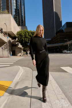 ZARA ПЛАТЬЕ МИДИ С ПОЯСОМ, ЧЕРНЫЙ