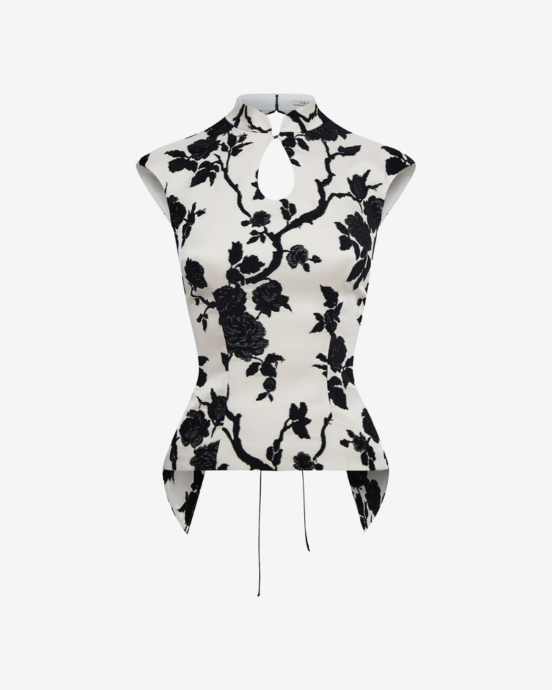 Топ из жакарда с завязками по спине