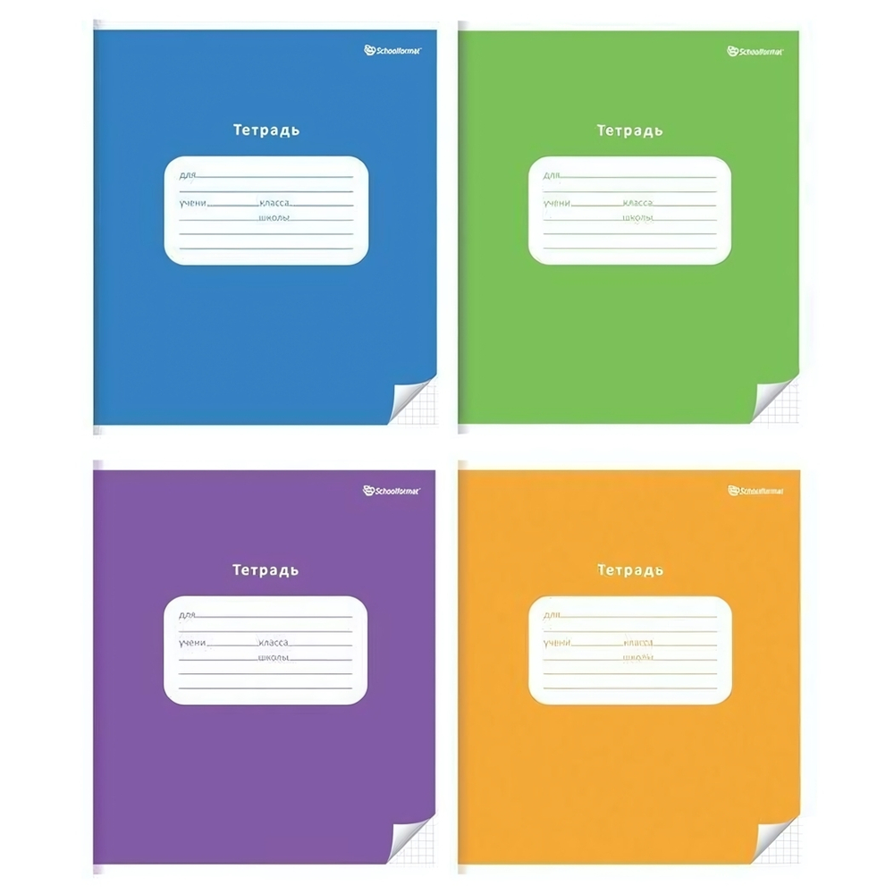 Тетрадь школьная А5 12л клетка "ОДНОТОННЫЕ ЯРКИЕ ЦВЕТА" (Schoolformat)