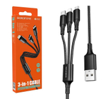 Кабель USB BOROFONE BX50 3 в 1 для iPhone/Micro/Type C (черный) 1m