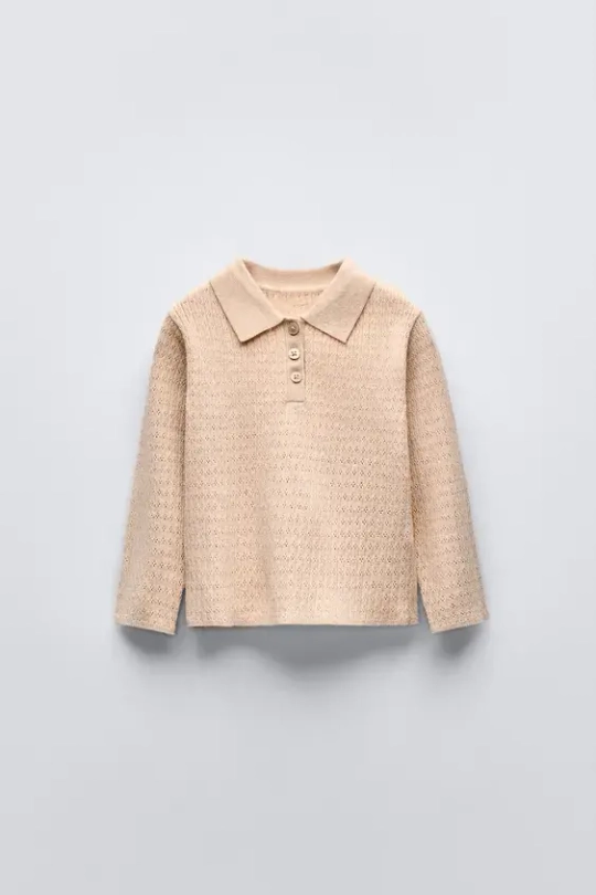 ZARA АЖУРНЫЙ СВИТЕР, БЕЖЕВЫЙ С МЕЛАНЖЕВЫМ ЭФФЕКТОМ