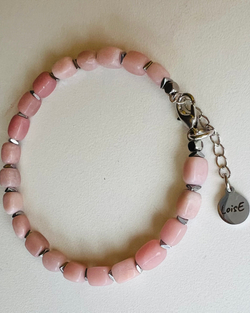 Комплект Чокер-обруч и Браслет-обруч. Розовый опал