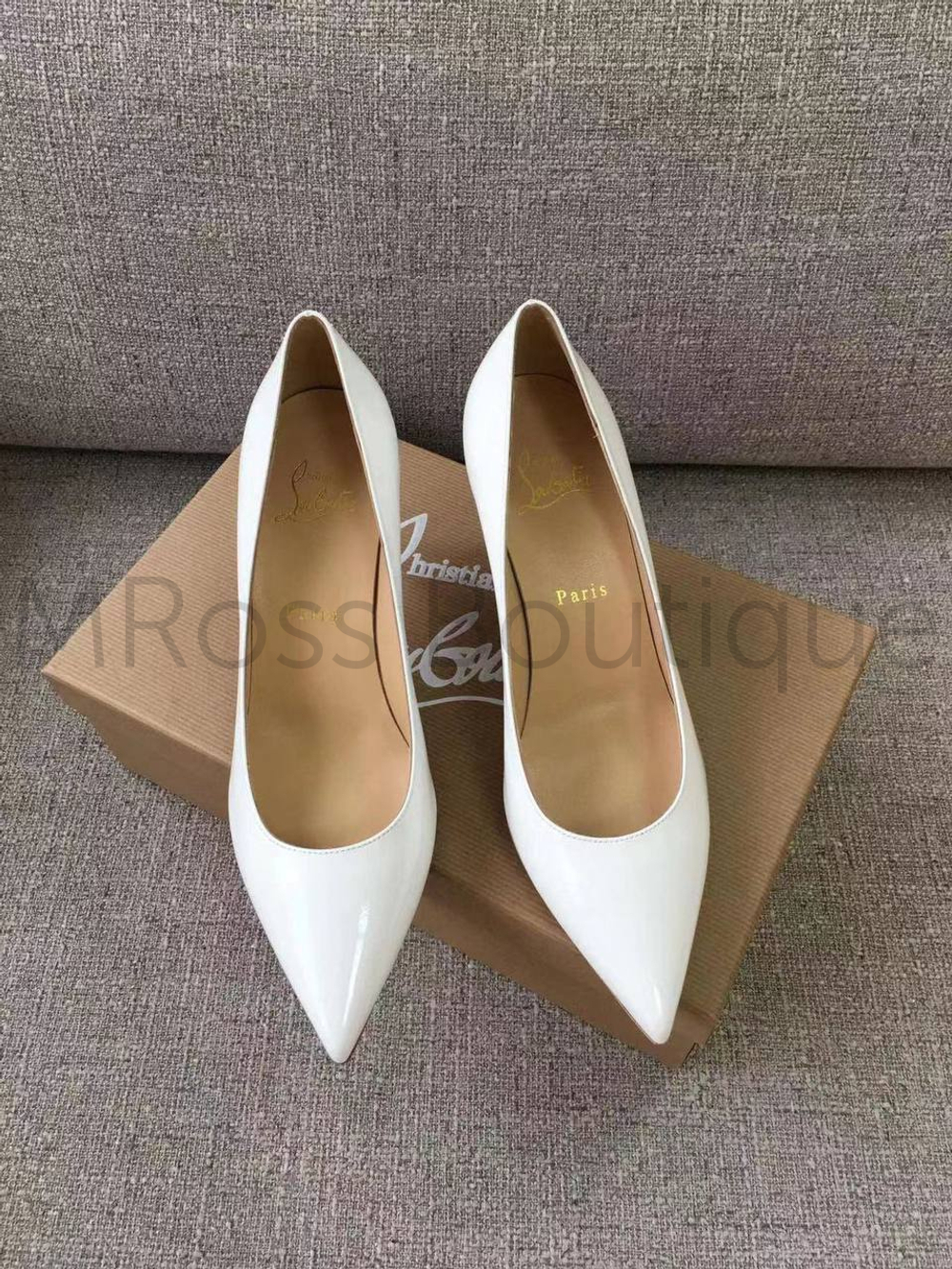 Белые туфли лодочки Christian Louboutin Kate 10 см