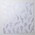 Лист односторонней бумаги с фольгированием, цвет белый, Серебряные веточки 30,5х30,5 см