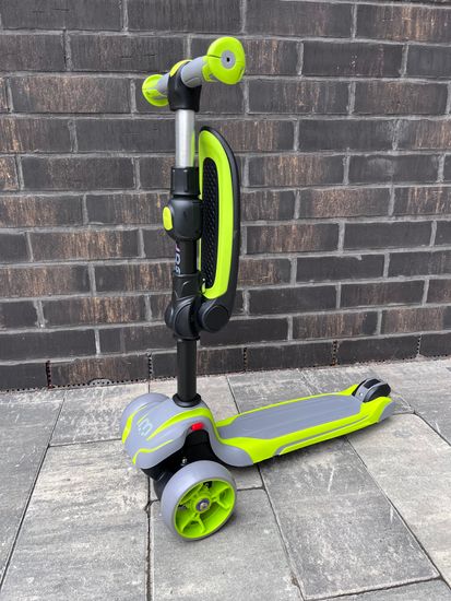 Самокат-беговел со светящимися колёсами 3 в 1 Scooter Micar Moby Green-Grey