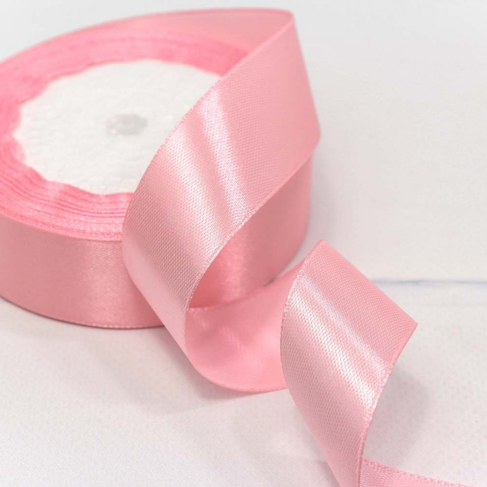 Лента Атласная 2,5см х 28м Сатин (Розовый)