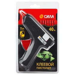 Термопистолет клеевой СИЛА SGG40-01 40Bт под стержень 11мм в комплекте 11мм х 7cм 2 шт.