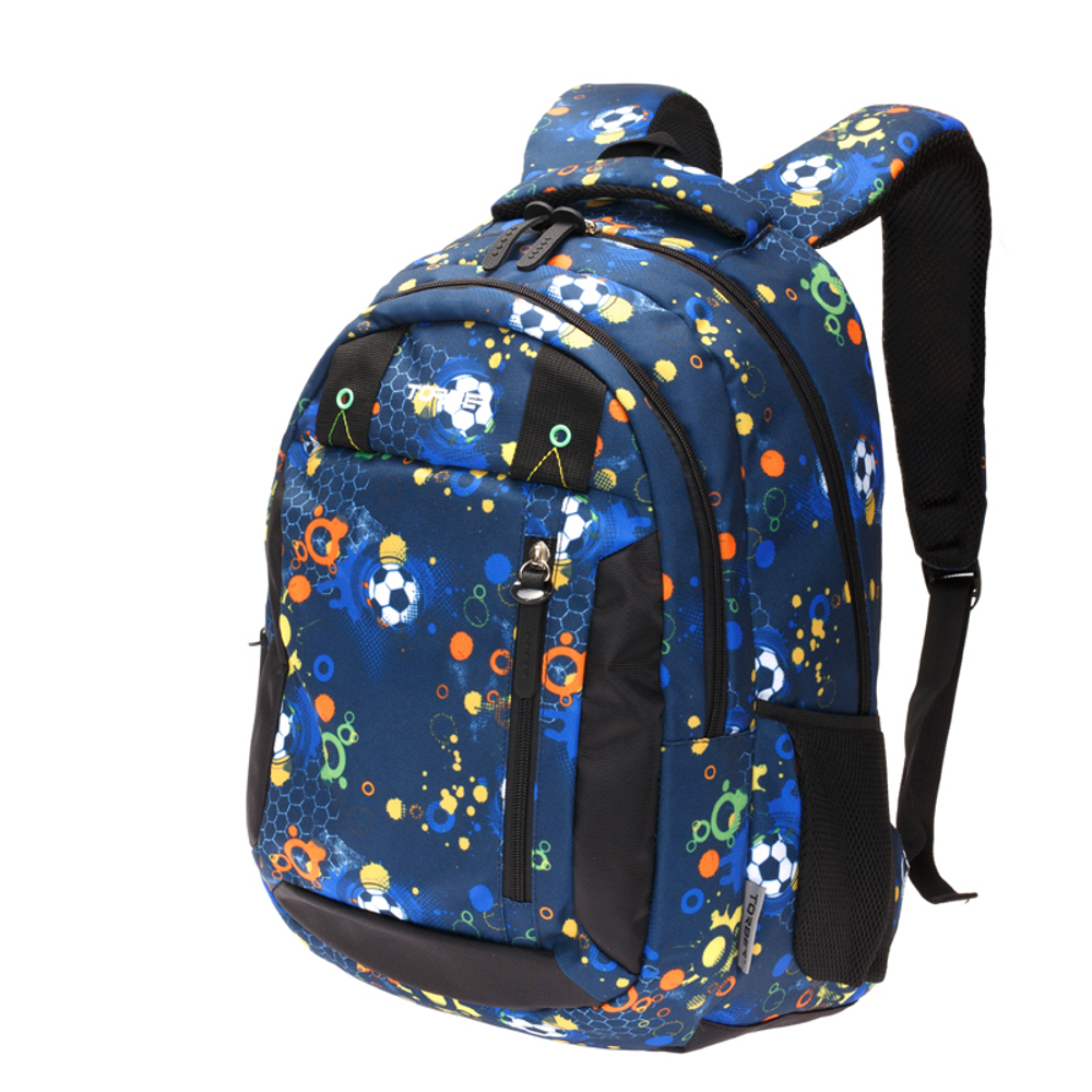 Фото рюкзак TORBER CLASS X черно-синий с рисунком "Мячики" полиэстер с отделением для ноутбука с диагональю 15,6” 45 x 32 x 16 см с гарантией