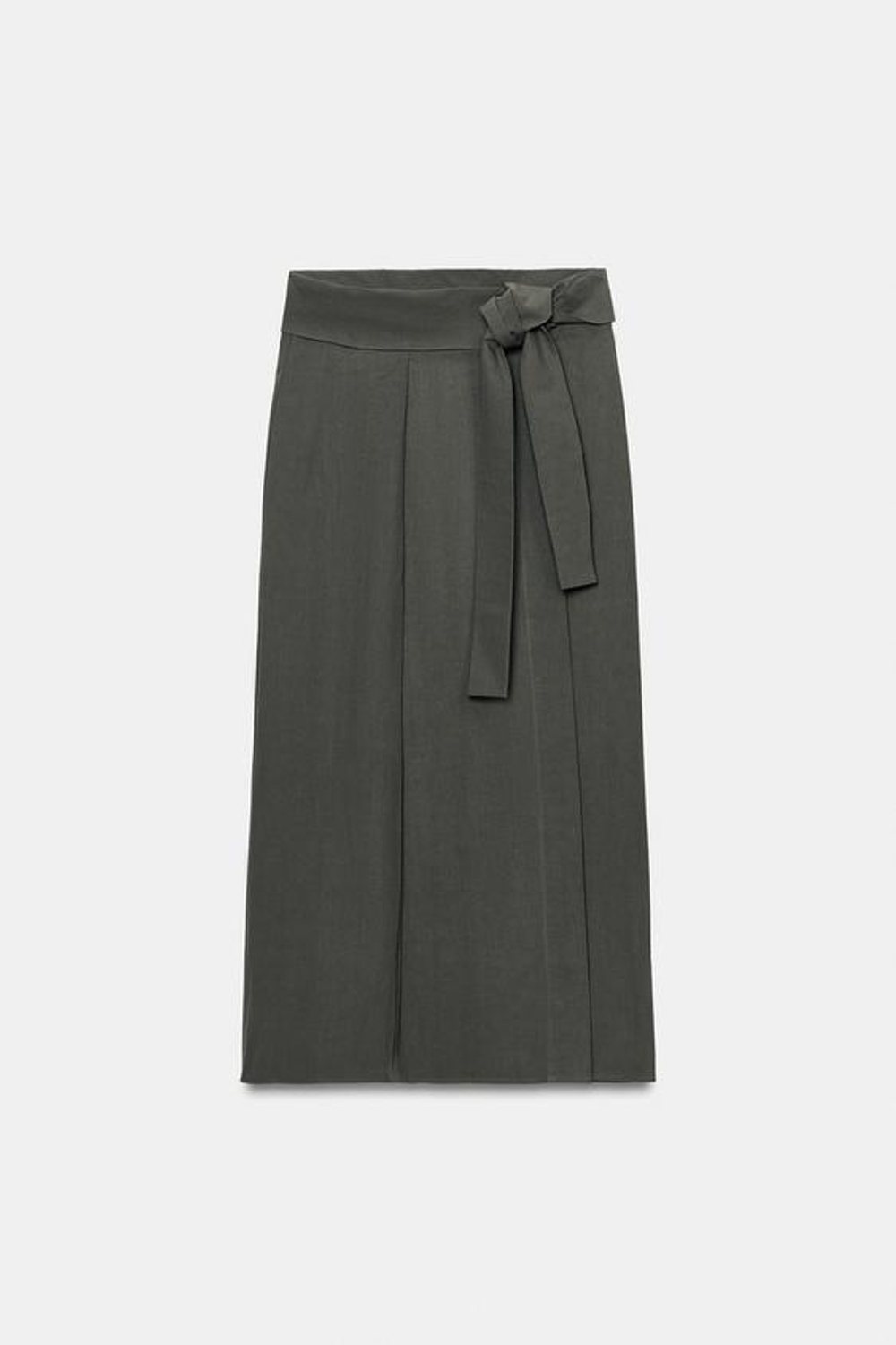 ZARA ЮБКА МИДИ НА ЗАПÁХЕ, ЛИНЯЛЫЙ НЕФТЯНОЙ