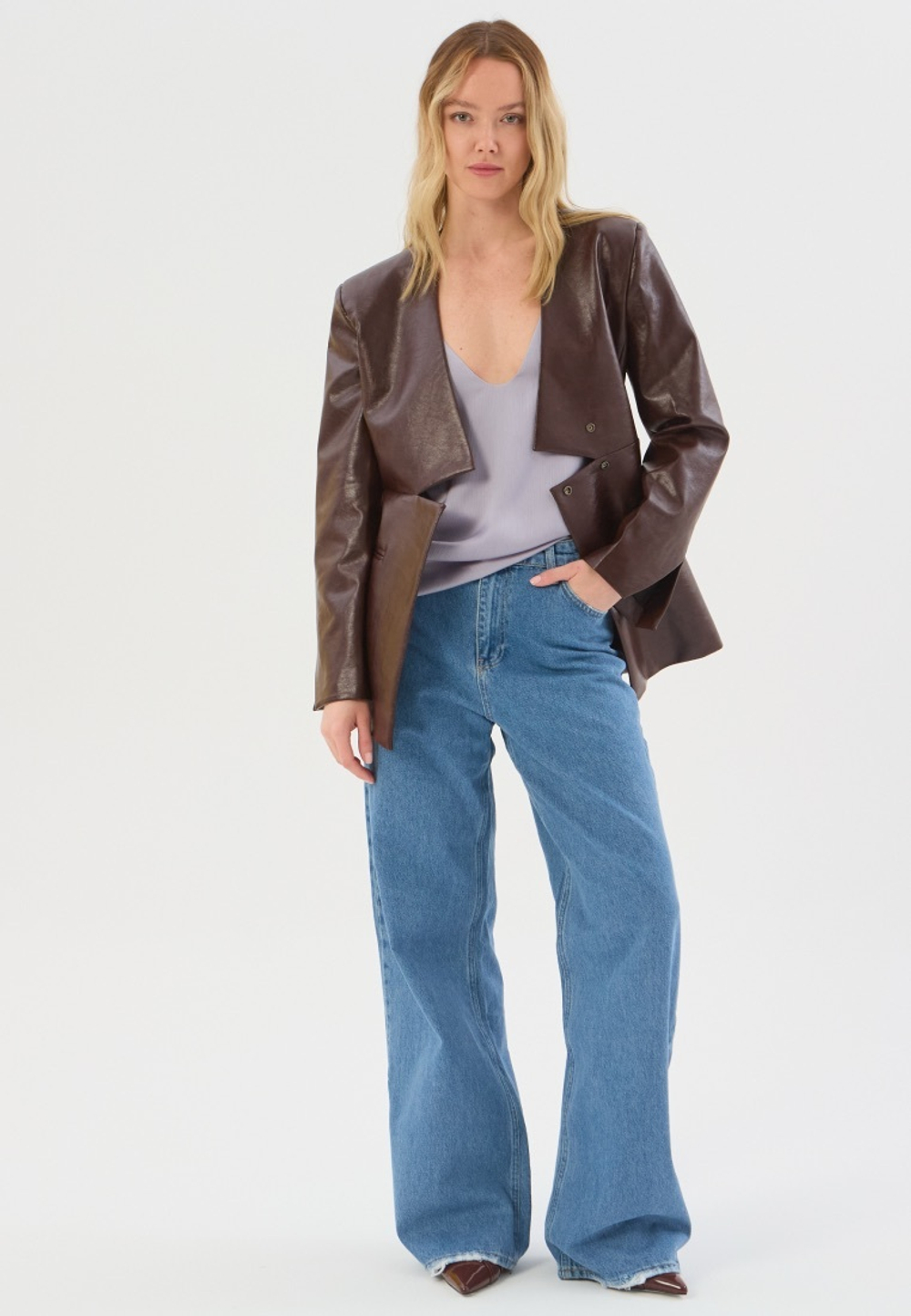 Жакет женский геометрия из экокожи