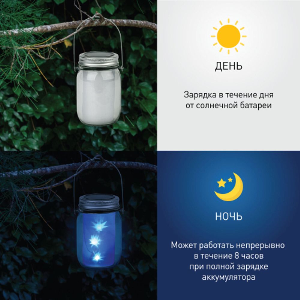 SL-GL14-JAR-3 ЭРА Садовый светильник на солнечной батарее, стекло, металл, прозрачный, 13,5 см | Садовые декоративные светильники