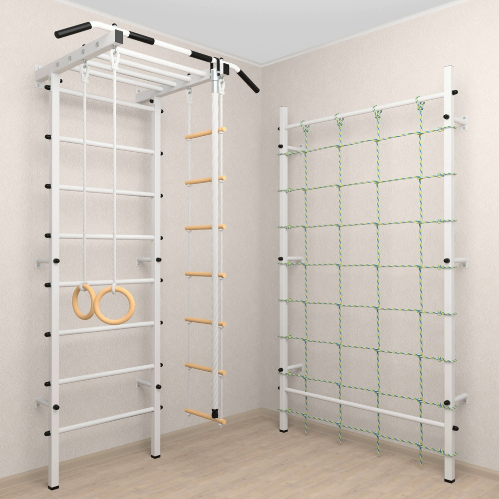 Шведская стенка Sv Pro рукоход 856 (Турник Pro рукоход/Канат/Kольца/Лестница/Канатный лаз/Сетка)