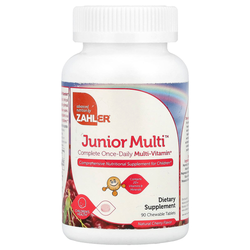 Zahler, Junior Multi™, мультивитаминный комплекс для приёма 1 раз в день, натуральный вишнёвый вкус, 90 жевательных таблеток