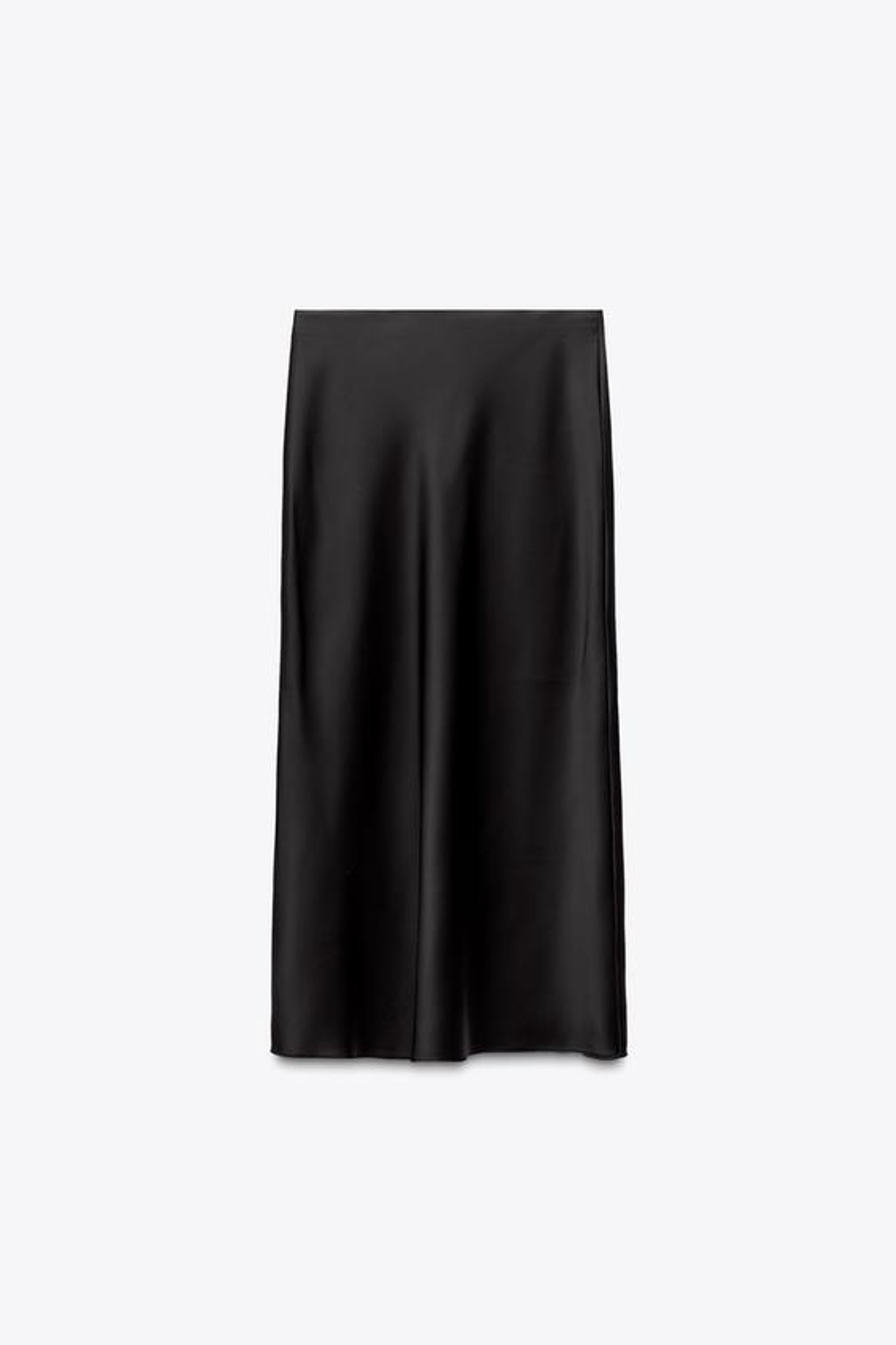 ZARA АТЛАСНАЯ ЮБКА МИДИ, ЧЕРНЫЙ