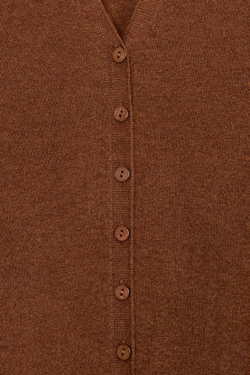 ZARA КАРДИГАН ИЗ 100% СВЕРХМЯГКОЙ ШЕРСТИ, КОРИЧНЕВЫЙ