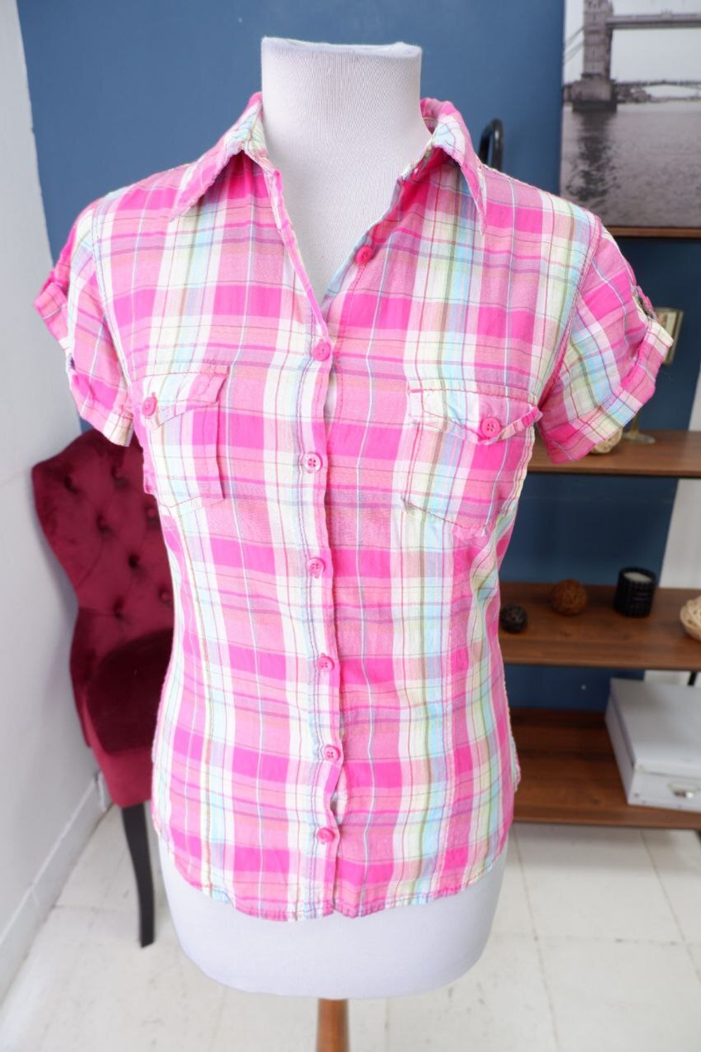 Рубашка H&M в клетку 42 размер