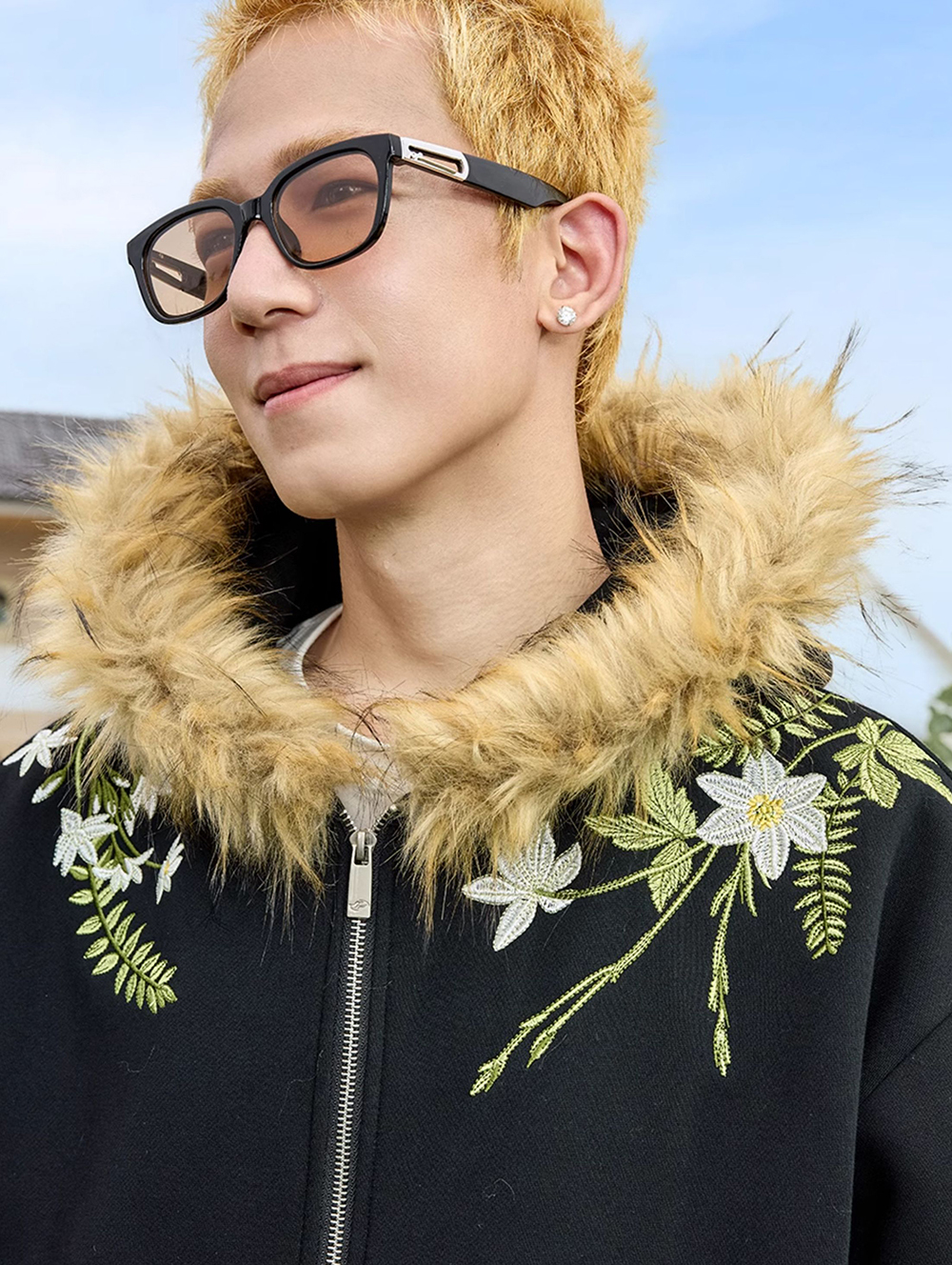 Худи HARSHandCRUEL "Flowers" Fur Hoodie