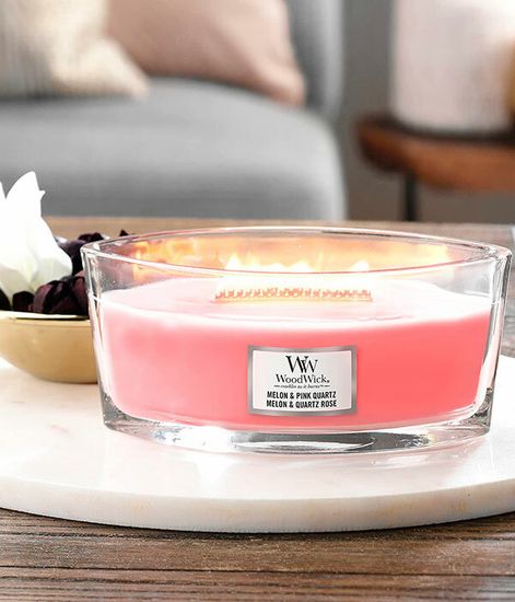 Дыня и розовый кварц, ароматическая свеча эллипс, WoodWick