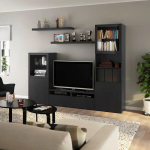 Комплект мебели д/гостиной  - IKEA BESTÅ/BESTA LACK, 193x42x240см, черный, БЕСТО ЛАКК ИКЕА