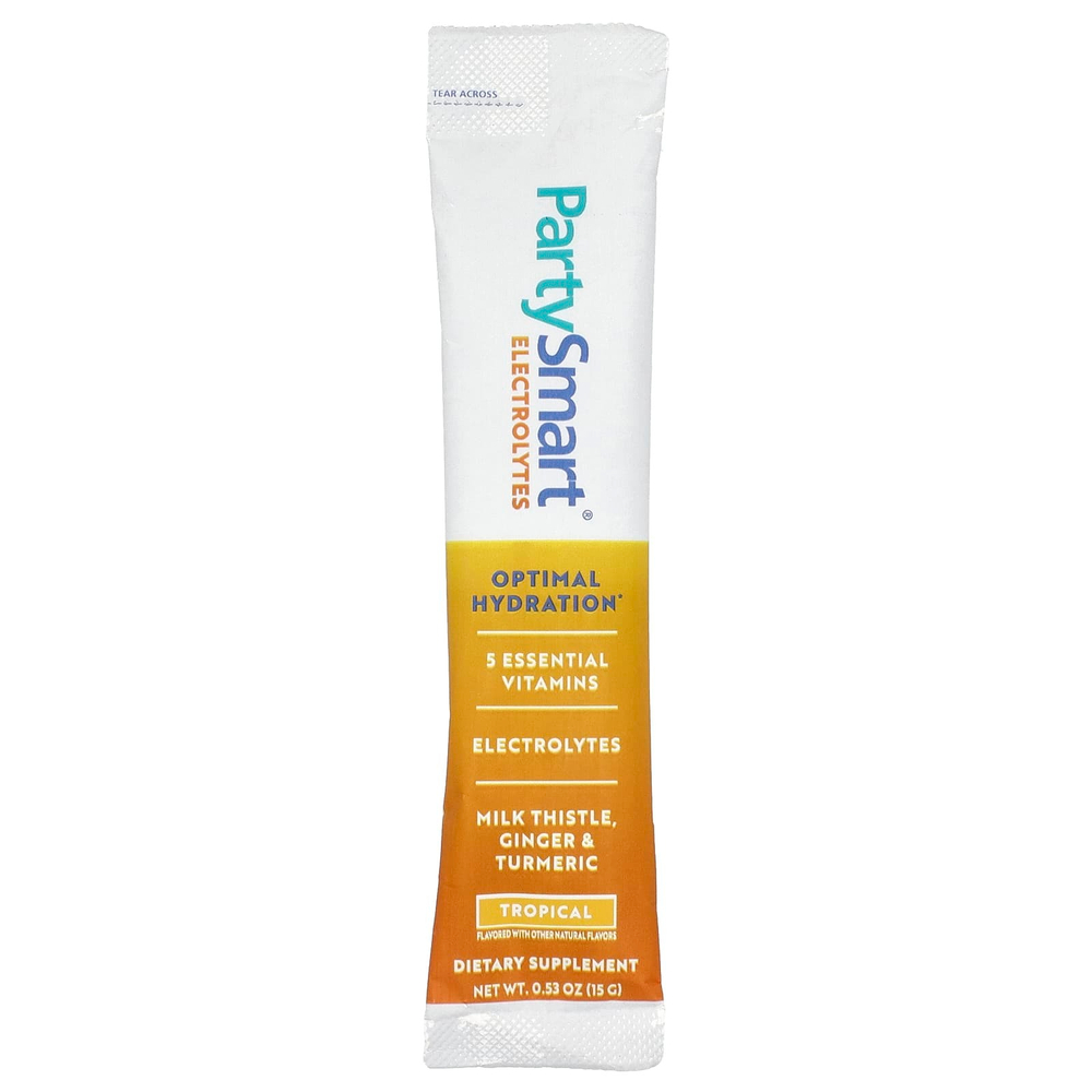 Himalaya, PartySmart®, электролиты, тропические фрукты, 6 упаковок в стиках по 15 г (0,53 унции)