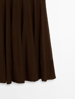 Massimo Dutti Трикотажное платье из смеси хлопка и шелка - Studio, коричневый