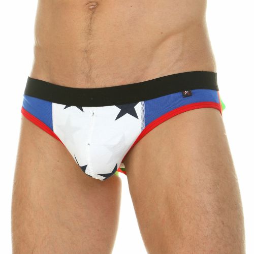 Мужские трусы джоки белые с синими вставками Van Baam 39818