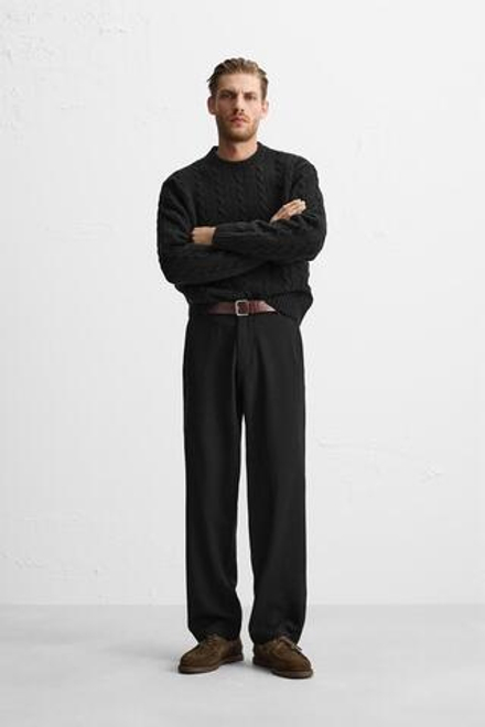 ZARA БРЮКИ RELAXED-FIT, ЧЕРНЫЙ